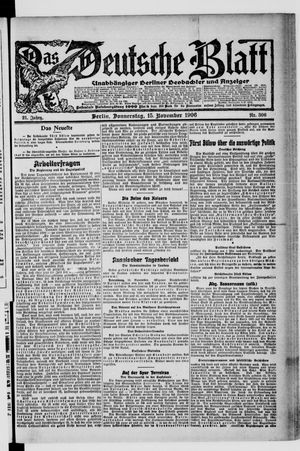 Das deutsche Blatt vom 15.11.1906