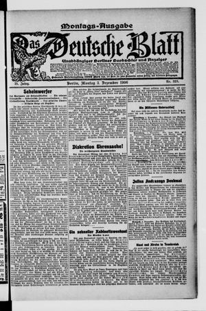 Das deutsche Blatt vom 03.12.1906