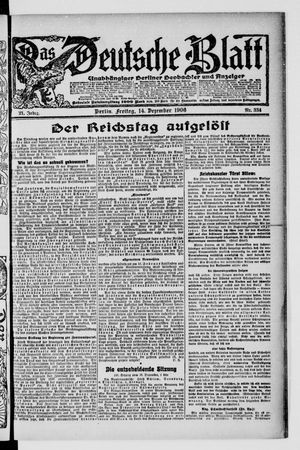 Das deutsche Blatt vom 14.12.1906