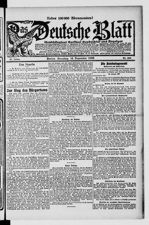 Das deutsche Blatt vom 16.12.1906