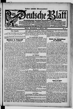 Das deutsche Blatt vom 05.01.1907