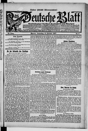 Das deutsche Blatt vom 06.01.1907