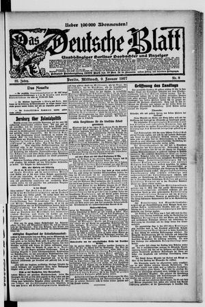 Das deutsche Blatt vom 09.01.1907