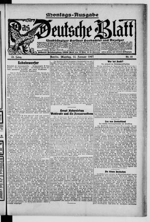 Das deutsche Blatt vom 14.01.1907