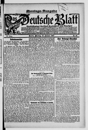 Das deutsche Blatt vom 21.01.1907