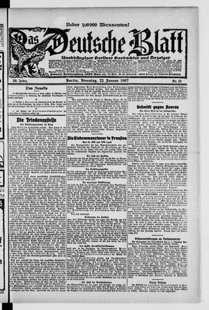Das deutsche Blatt vom 22.01.1907