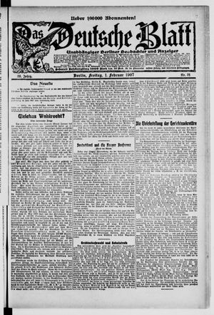 Das deutsche Blatt on Feb 1, 1907