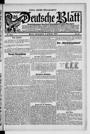 Das deutsche Blatt vom 02.02.1907