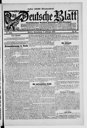 Das deutsche Blatt vom 09.02.1907
