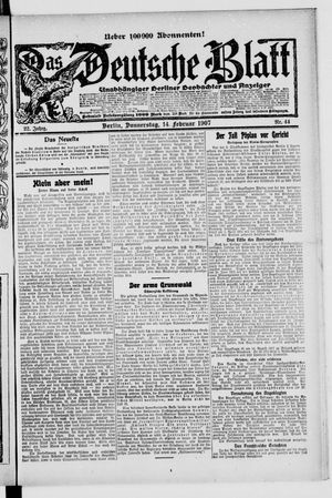 Das deutsche Blatt vom 14.02.1907