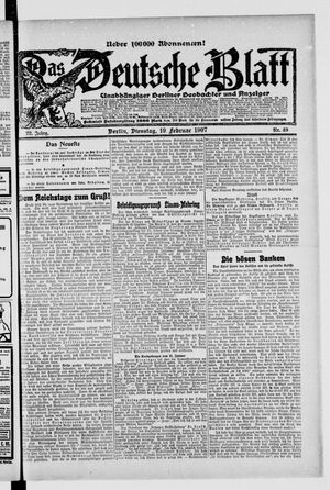 Das deutsche Blatt vom 19.02.1907