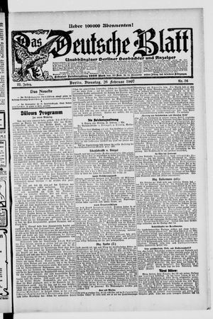 Das deutsche Blatt vom 26.02.1907