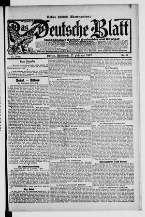 Das deutsche Blatt vom 27.02.1907
