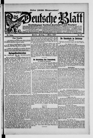 Das deutsche Blatt vom 01.03.1907