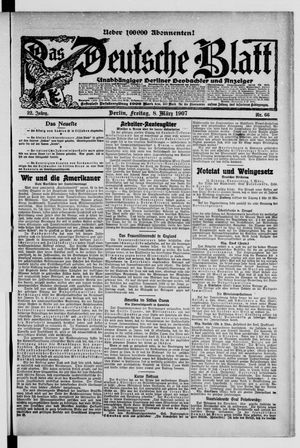 Das deutsche Blatt on Mar 8, 1907