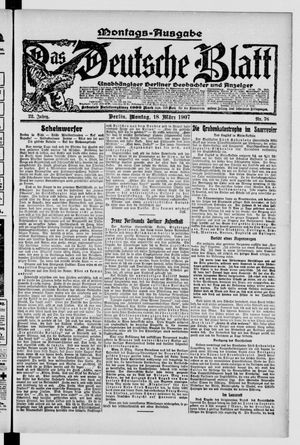 Das deutsche Blatt vom 18.03.1907
