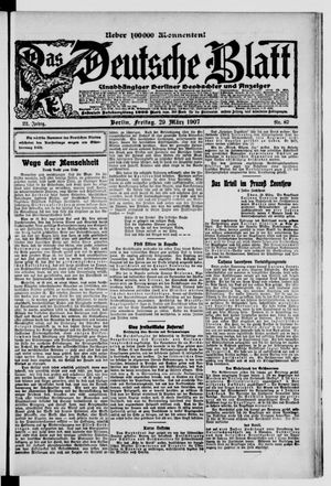 Das deutsche Blatt vom 29.03.1907