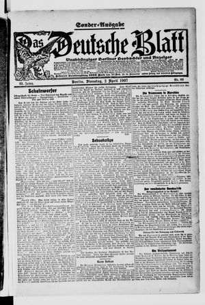 Das deutsche Blatt vom 02.04.1907