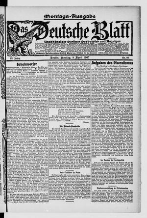 Das deutsche Blatt vom 08.04.1907