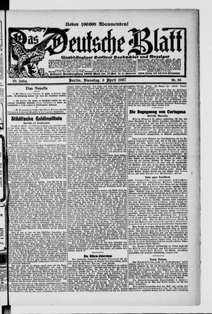 Das deutsche Blatt on Apr 9, 1907