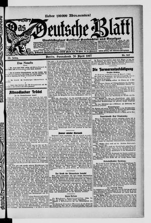 Das deutsche Blatt vom 20.04.1907
