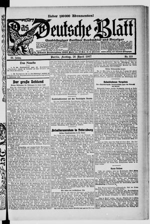 Das deutsche Blatt vom 26.04.1907