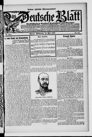 Das deutsche Blatt on May 29, 1907