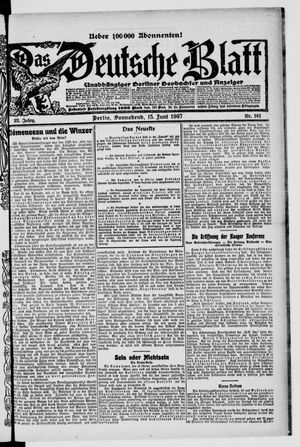 Das deutsche Blatt vom 15.06.1907