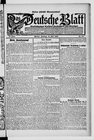Das deutsche Blatt vom 19.07.1907