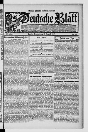 Das deutsche Blatt vom 01.08.1907