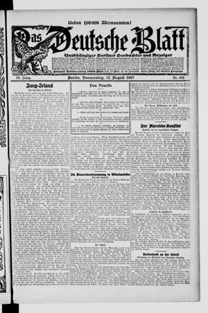 Das deutsche Blatt vom 15.08.1907