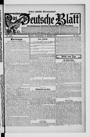Das deutsche Blatt vom 17.08.1907