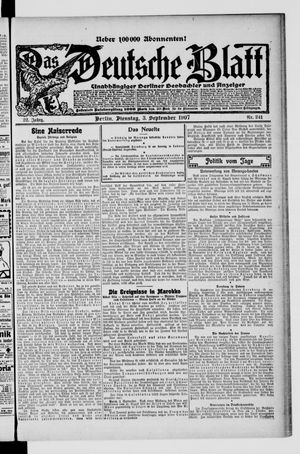 Das deutsche Blatt vom 03.09.1907