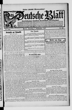 Das deutsche Blatt vom 08.09.1907