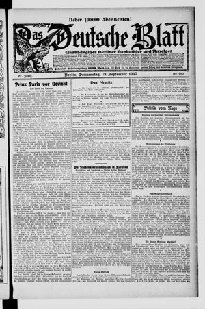 Das deutsche Blatt vom 19.09.1907