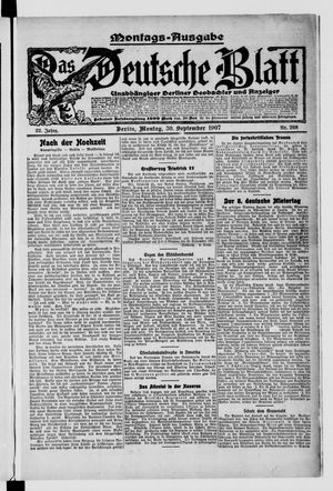 Das deutsche Blatt vom 30.09.1907