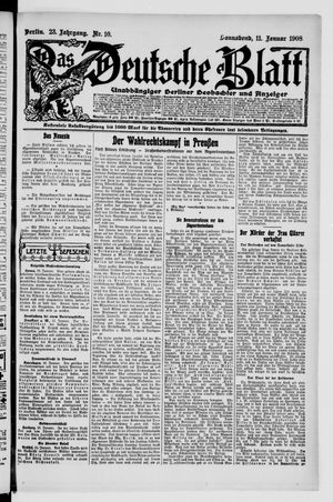 Das deutsche Blatt vom 11.01.1908