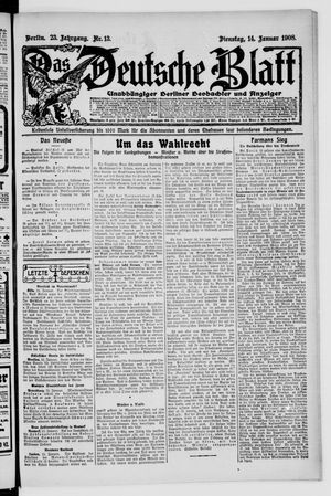 Das deutsche Blatt vom 14.01.1908