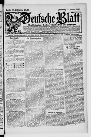Das deutsche Blatt vom 15.01.1908