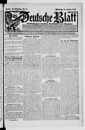 Das deutsche Blatt vom 22.01.1908