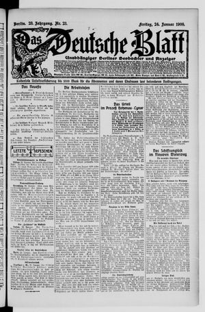 Das deutsche Blatt vom 24.01.1908