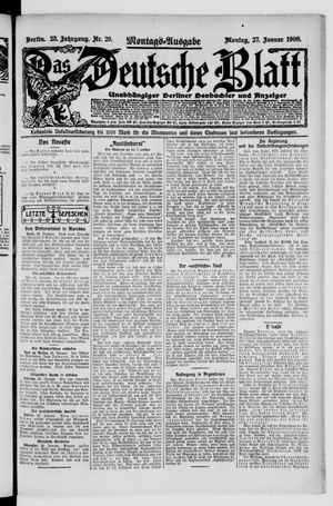 Das deutsche Blatt on Jan 27, 1908