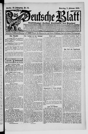 Das deutsche Blatt vom 02.02.1908