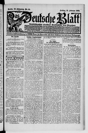 Das deutsche Blatt on Feb 14, 1908