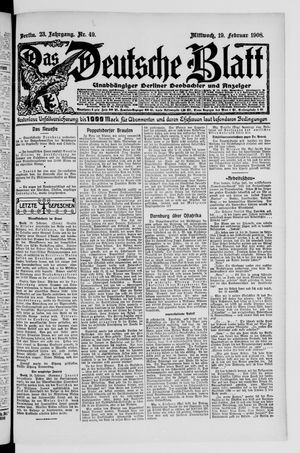 Das deutsche Blatt vom 19.02.1908