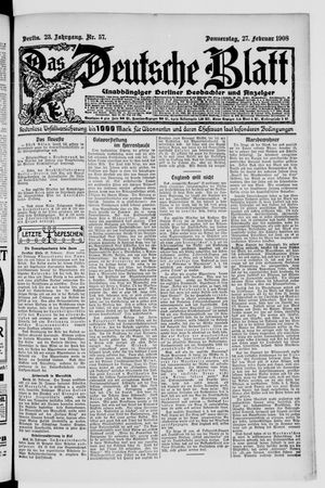 Das deutsche Blatt vom 27.02.1908