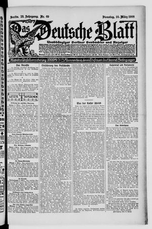 Das deutsche Blatt vom 10.03.1908
