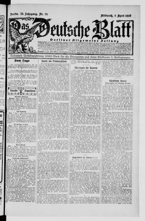 Das deutsche Blatt vom 08.04.1908