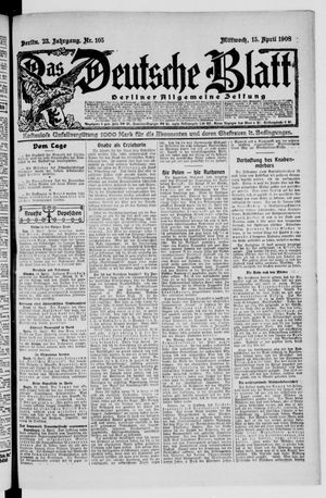 Das deutsche Blatt vom 15.04.1908