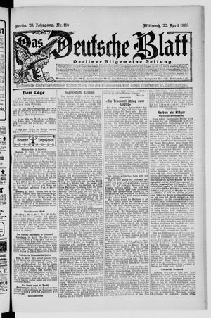 Das deutsche Blatt vom 22.04.1908